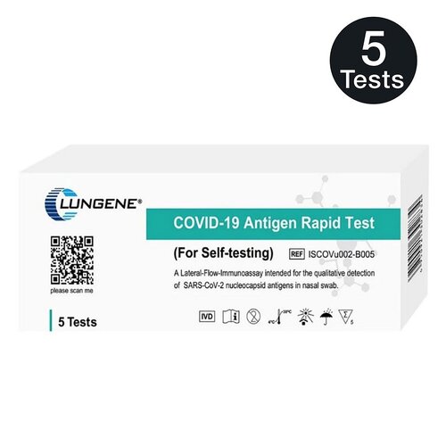 Clungene Covid-19 Rapid Antigen Self Test Nasal Swab 5 Pack - Ctn of 600